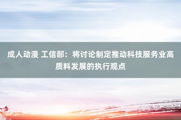 成人动漫 工信部:将讨论制定推动科技服务业高质料发展的执行观点