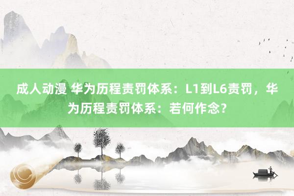 成人动漫 华为历程责罚体系:L1到L6责罚,华为历程责罚体系:若何作念?