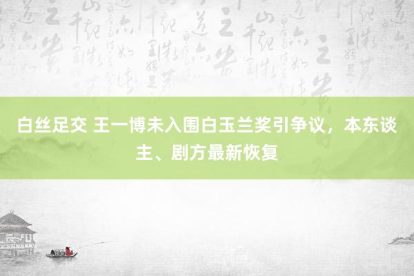 白丝足交 王一博未入围白玉兰奖引争议,本东谈主、剧方最新恢复