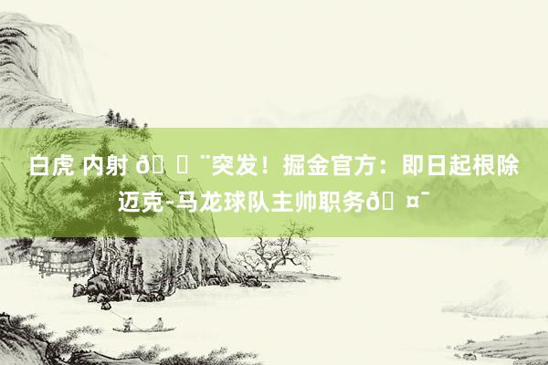 白虎 内射 🚨突发!掘金官方:即日起根除迈克-马龙球队主帅职务🤯